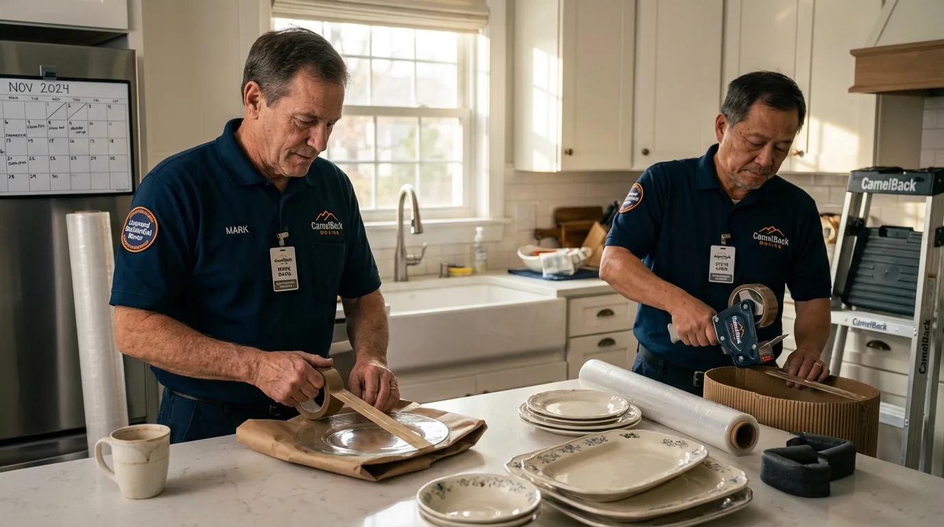 Professional crew packing kitchen dishware in Canton, MS